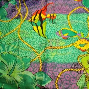 Tropical Fish Print Sarong Wrap Scarf  Bright Beach Cover-Up 71"x45.5"